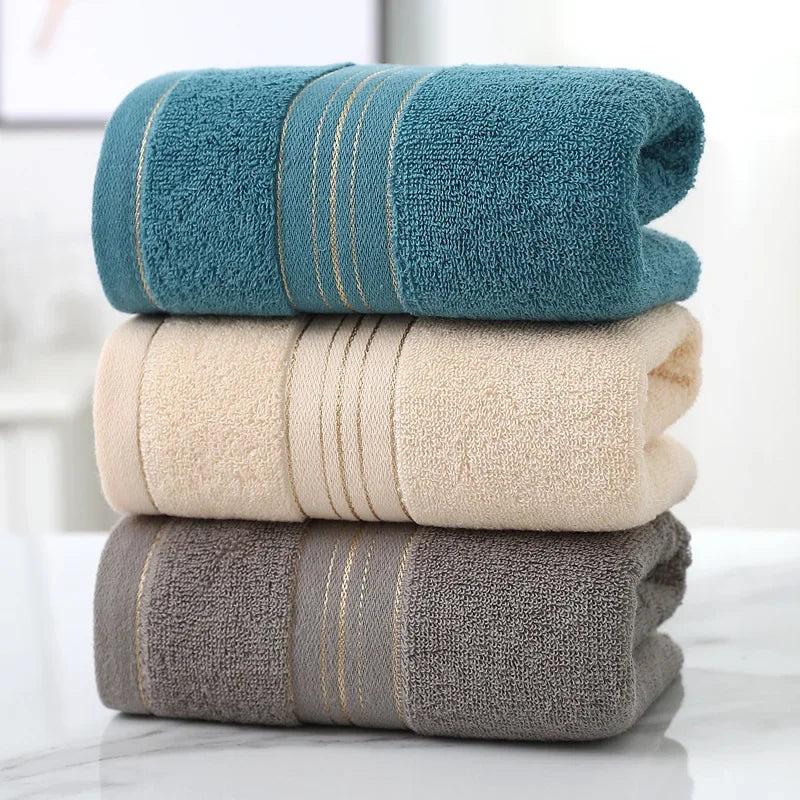 Toalha de rosto de algodão classe A, espessa, absorvente, em jacquard de poliéster e algodão, suave para a pele. Toalha de banho de algodão puro para adultos.